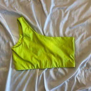 GIRLFRIEND COLLECTIVE asymmetrical lime green sports bra size XL